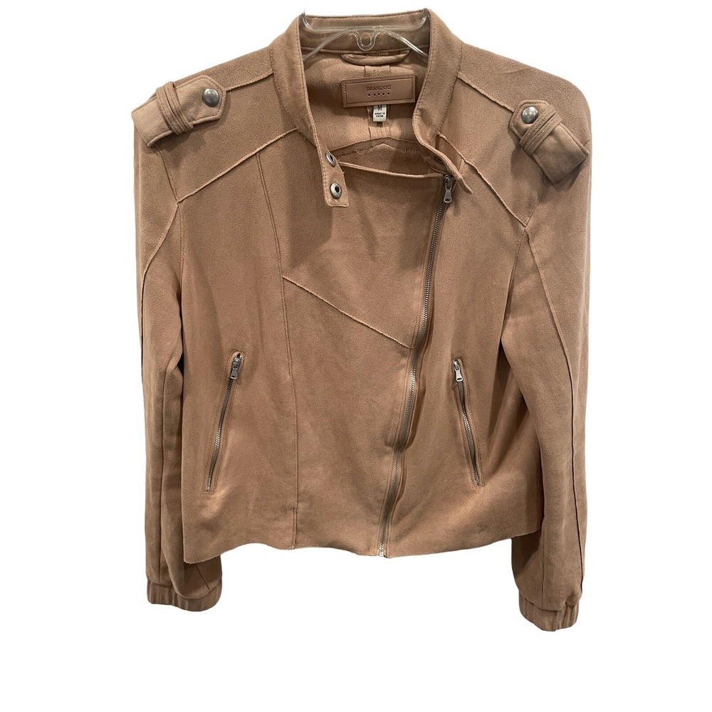 BLANK NYC Suede Leather Biker Moto Jacket Tan Brown Women's‎ M SI53